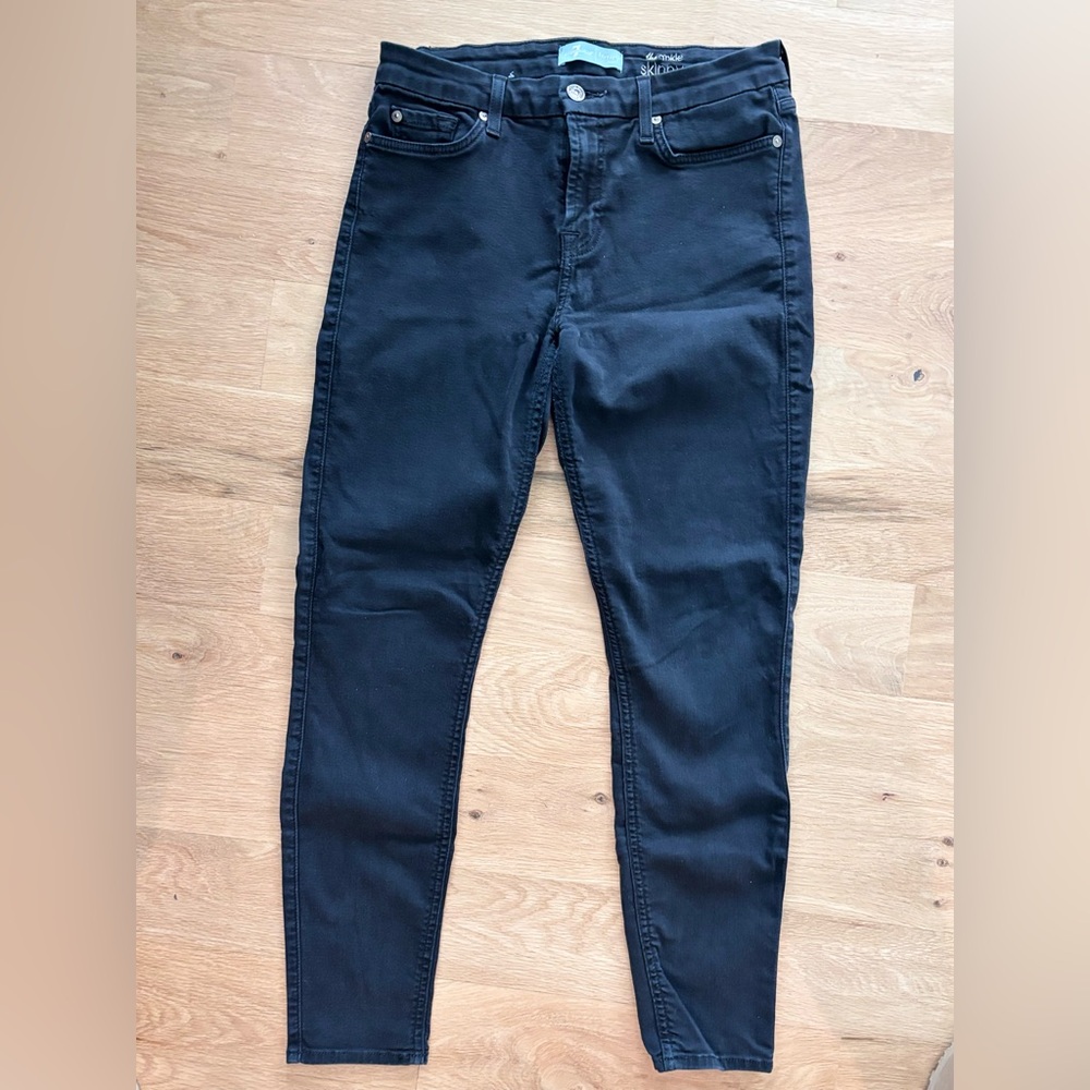 7 For All Mankind Dark Black Skinny Jeans